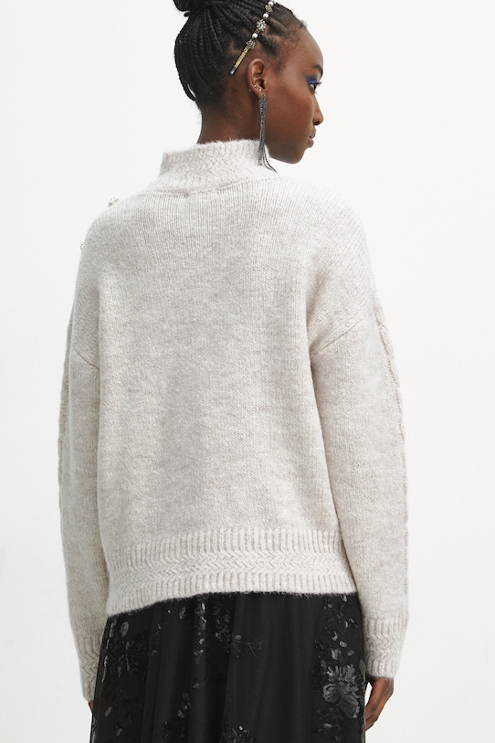 Odzież Sweter damski z domieszką wełny owczej i wełny z alpaki kolor beżowy RW23.SWDA05 beżowy