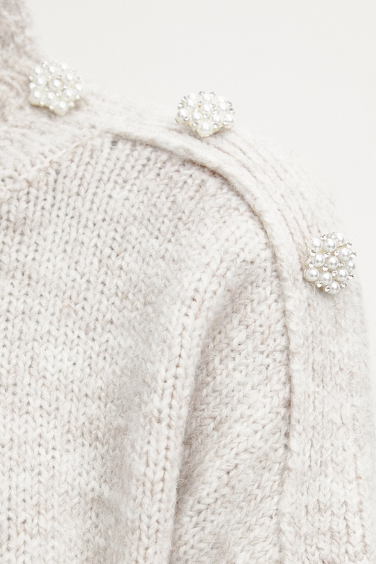 Sweter damski z domieszką wełny owczej i wełny z alpaki kolor beżowy RW23.SWDA05