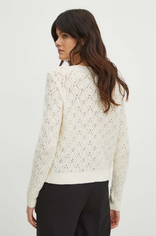 Odzież Kardigan damski ażurowy z ozdobnymi guzikami kolor beżowy RW23.SWDC19 beżowy