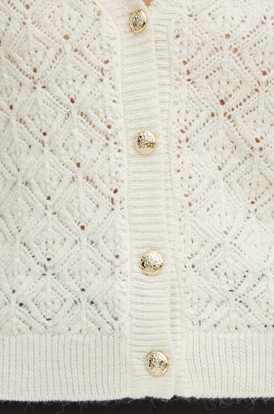 Kardigan damski ażurowy z ozdobnymi guzikami kolor beżowy RW23.SWDC19 beżowy