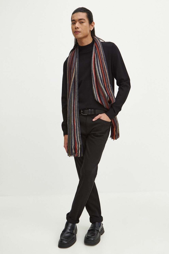 Sweter męski gładki kolor czarny RW23.SWM052 czarny RW23