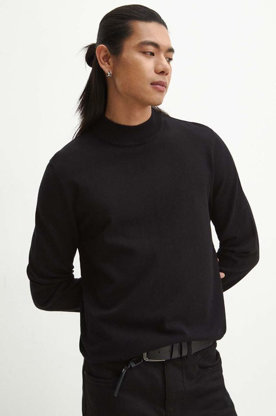 Sweter męski gładki kolor czarny czarny RW23.SWM052