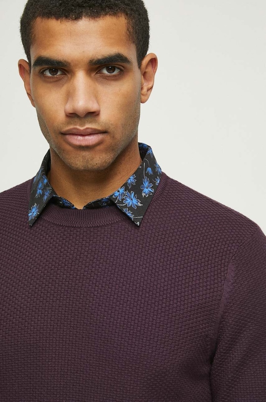 Bavlnený sveter pánsky bordová farba RW23.SWM070 burgundské RW23