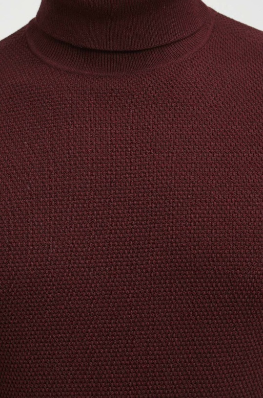 Sweter bawełniany męski z fakturą kolor bordowy RW23.SWM072 bordowy