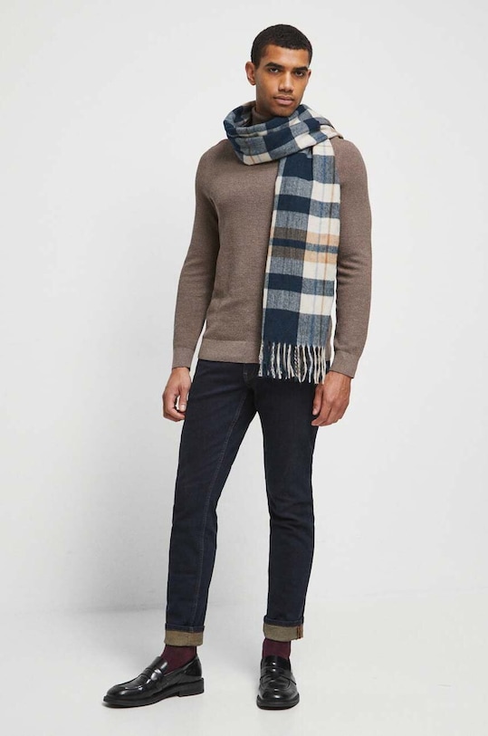 Bavlnený sveter pánsky hnedá farba RW23.SWM072 hnedá RW23