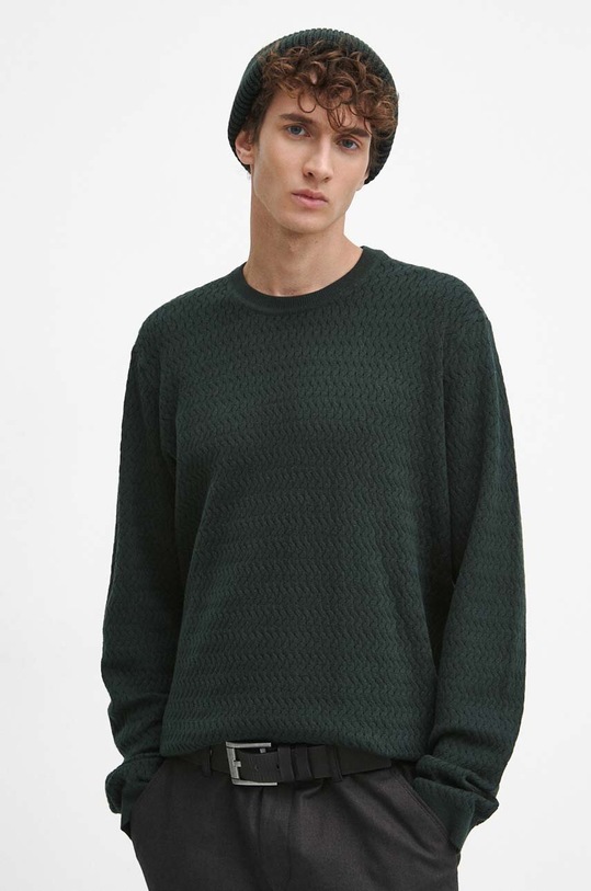Sweter męski z fakturą kolor zielony zielony RW23.SWM092