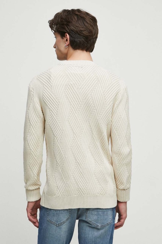 Odzież Sweter bawełniany męski z fakturą kolor beżowy RW23.SWM503 beżowy