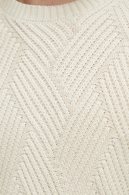 Sweter bawełniany męski z fakturą kolor beżowy RW23.SWM503 beżowy