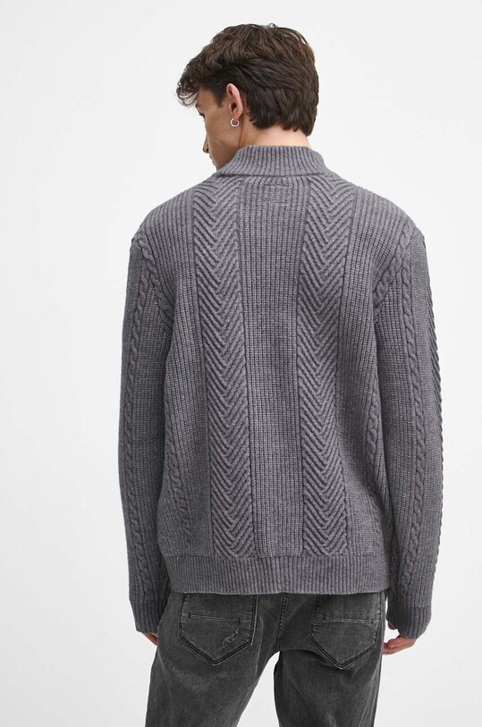 Oblečenie Sveter s prímesou vlny pánsky šedá farba RW23.SWM805 sivá