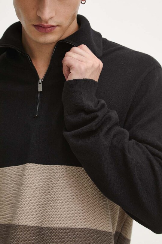 Sweter bawełniany męski z golfem kolor czarny RW23.SWM810 czarny