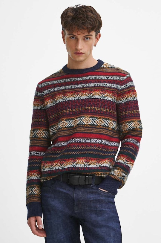 Vlněný svetr se vzorem více barev středně silná vícebarevná RW23.SWM902