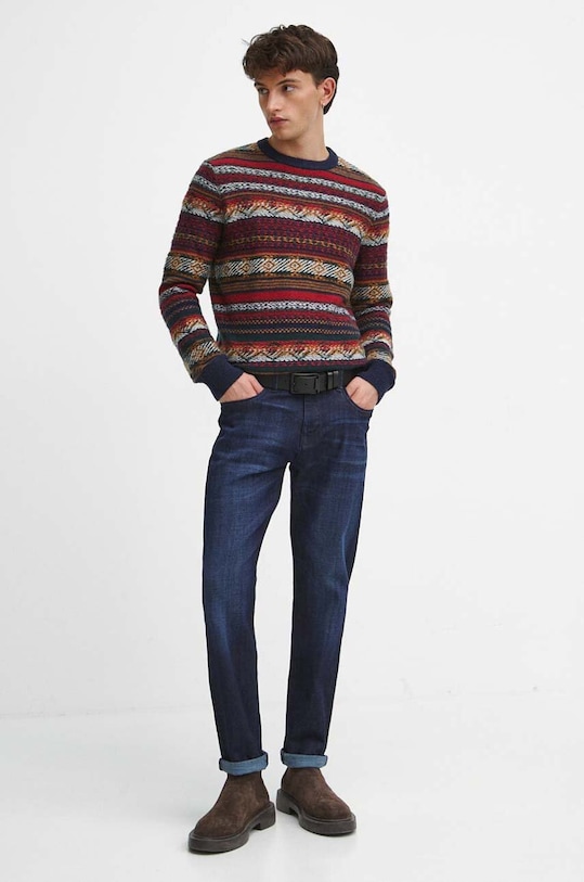 Vlněný svetr se vzorem více barev RW23.SWM902 vícebarevná RW23