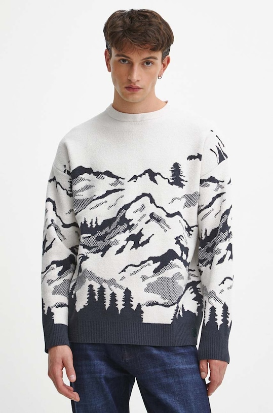 Sweter męski wzorzysty kolor beżowy beżowy RW23.SWM903