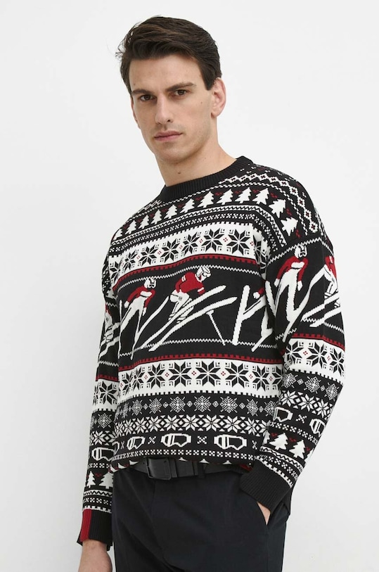Sweter męski z motywem świątecznym kolor czarny pozostałe czarny RW23.SWMA51