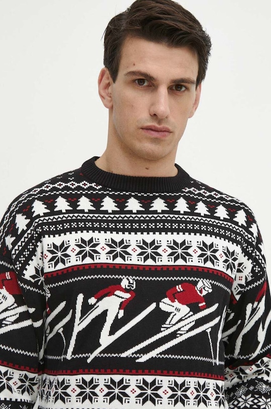 Sweter męski z motywem świątecznym kolor czarny czarny RW23.SWMA51