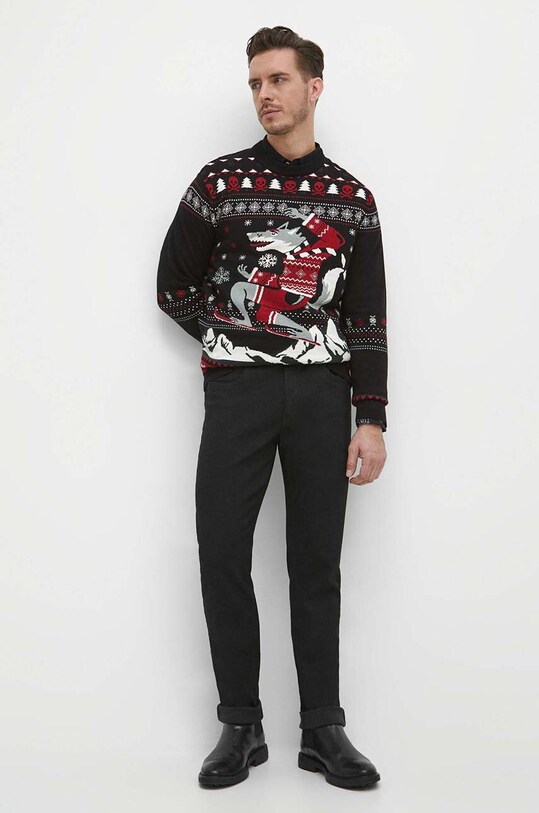 Sweter męski z motywem świątecznym kolor czarny RW23.SWMA53 czarny RW23