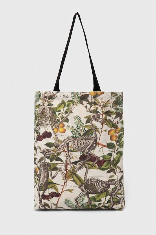 Bavlnená taška dámska z kolekcie Grafický atlas zvierat béžová farba textilný béžová RW23.TCD550