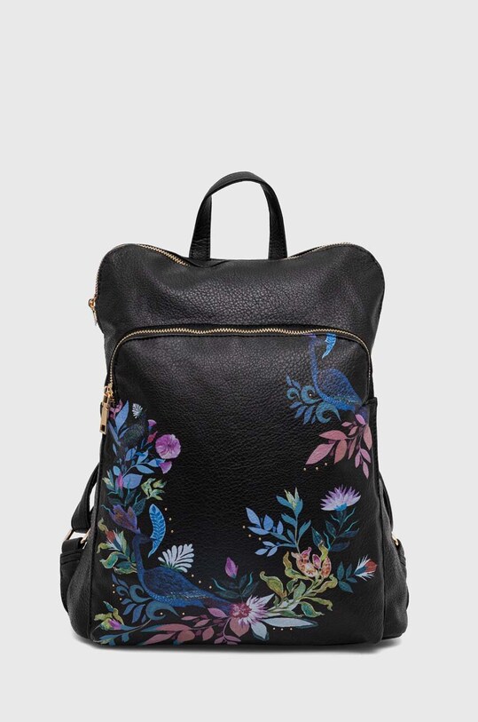 Plecak damski ze skóry ekologicznej z kolekcji Medicine x Veronika Blyzniuchenko kolor czarny mieści A4 czarny RW23.TODB51