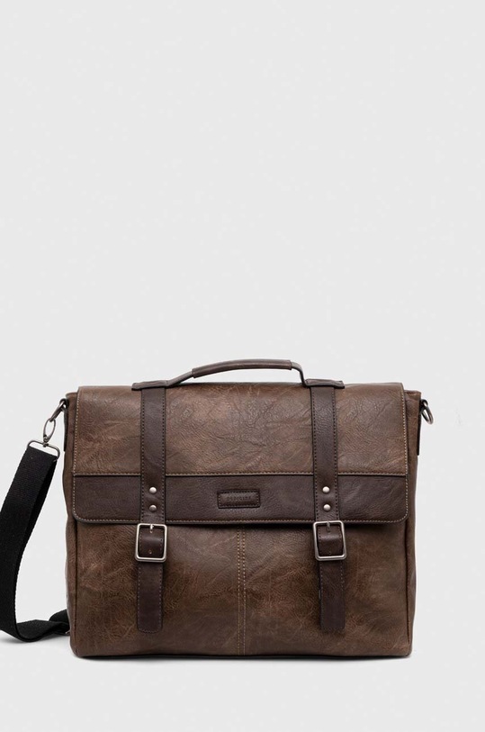 Τσάντα Medicine απομίμηση λείου δέρματος καφέ RW23.TOM201