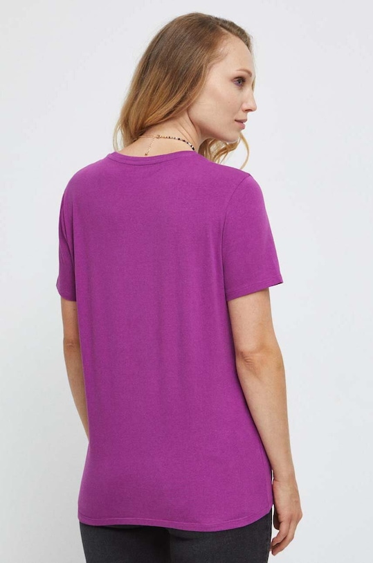 Odzież T-shirt bawełniany damski gładki kolor fioletowy RW23.TSD060 fioletowy