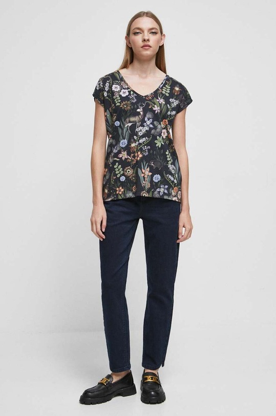 T-shirt bawełniany damski wzorzysty kolor RW23.TSD062 multicolor RW23