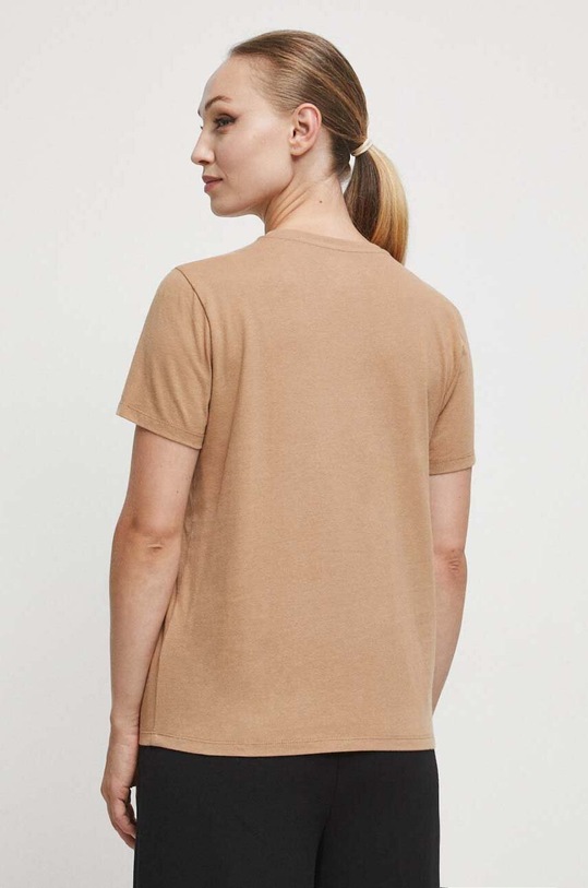 Odzież T-shirt bawełniany damski gładki kolor beżowy RW23.TSD070 beżowy