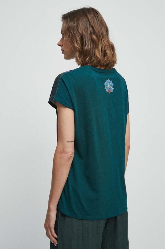 Odzież T-shirt bawełniany damski wzorzysty kolor zielony RW23.TSD101 turkusowy