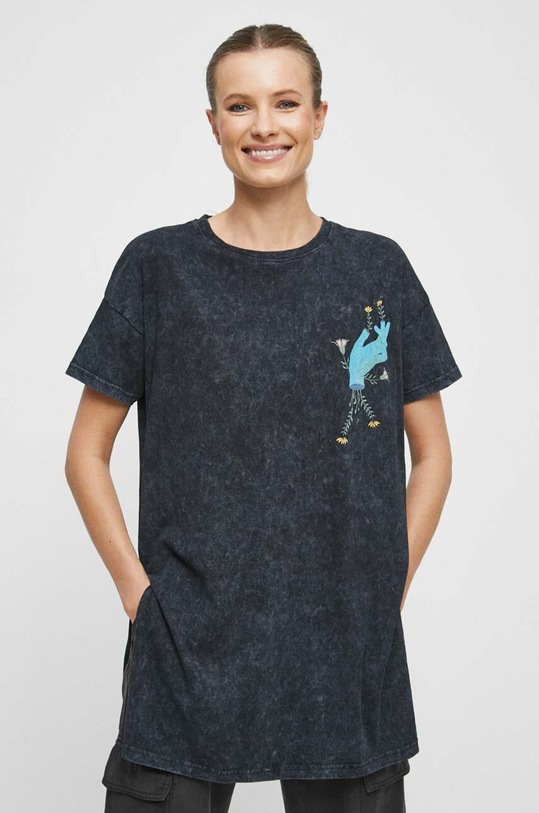 T-shirt bawełniany damski z nadrukiem kolor szary RW23.TSD116 szary RW23