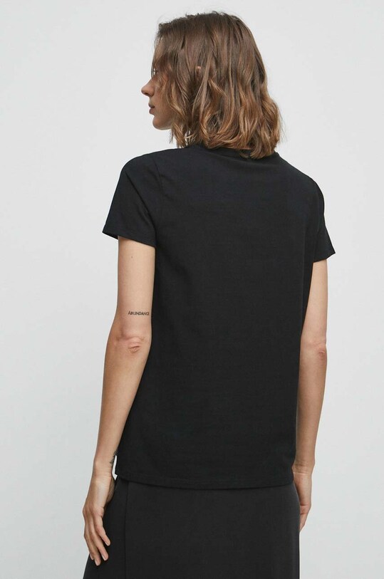 Odzież T-shirt bawełniany damski z nadrukiem z kolekcji na Dzień Psa kolor czarny RW23.TSD152 czarny