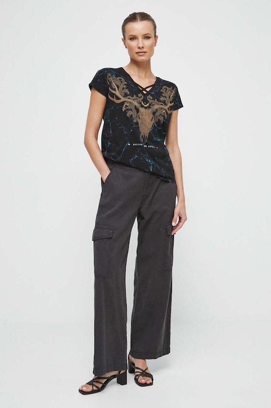 Odzież T-shirt bawełniany damski z kolekcji Zamkowe Legendy kolor czarny RW23.TSD157 czarny