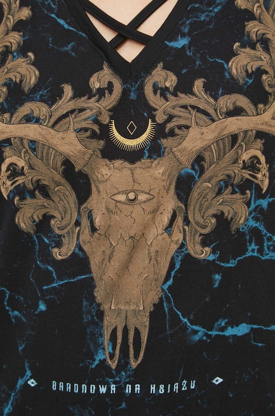 T-shirt bawełniany damski z kolekcji Zamkowe Legendy kolor czarny RW23.TSD157