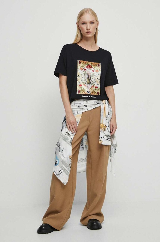 T-shirt bawełniany damski - Kolekcja jubileuszowa. 2023 Rok Wisławy Szymborskiej x Medicine, kolor czarny RW23.TSD353 czarny RW23