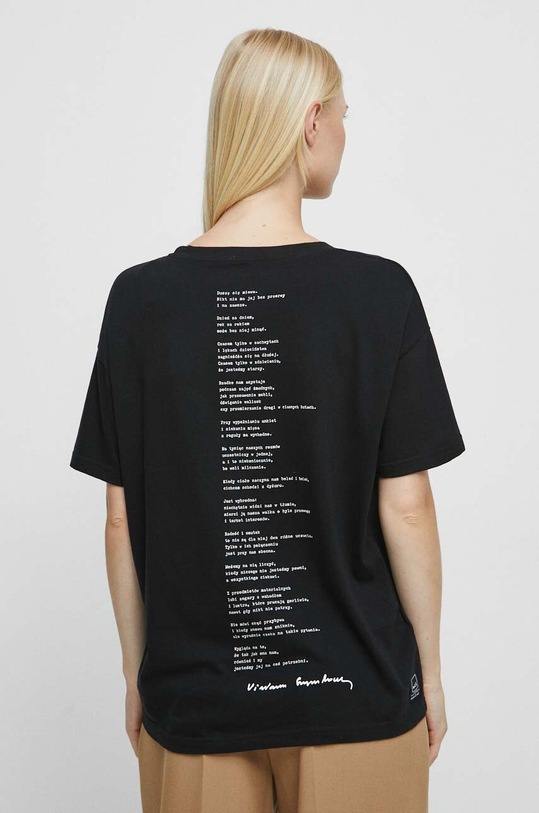 Odzież T-shirt bawełniany damski - Kolekcja jubileuszowa. 2023 Rok Wisławy Szymborskiej x Medicine, kolor czarny RW23.TSD353 czarny