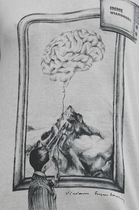 T-shirt bawełniany damski - Kolekcja jubileuszowa. 2023 Rok Wisławy Szymborskiej x Medicine, kolor szary RW23.TSD358
