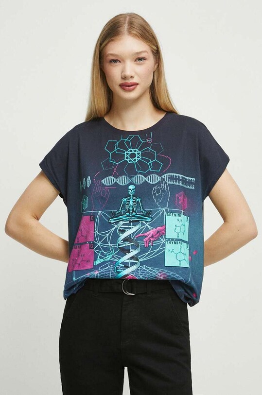 T-shirt bawełniany damski z kolekcji Science kolor szary RW23.TSD603 szary RW23