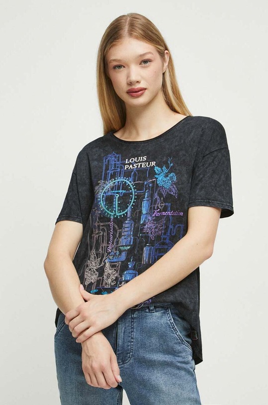 T-shirt bawełniany damski z kolekcji Science kolor szary RW23.TSD604 szary RW23