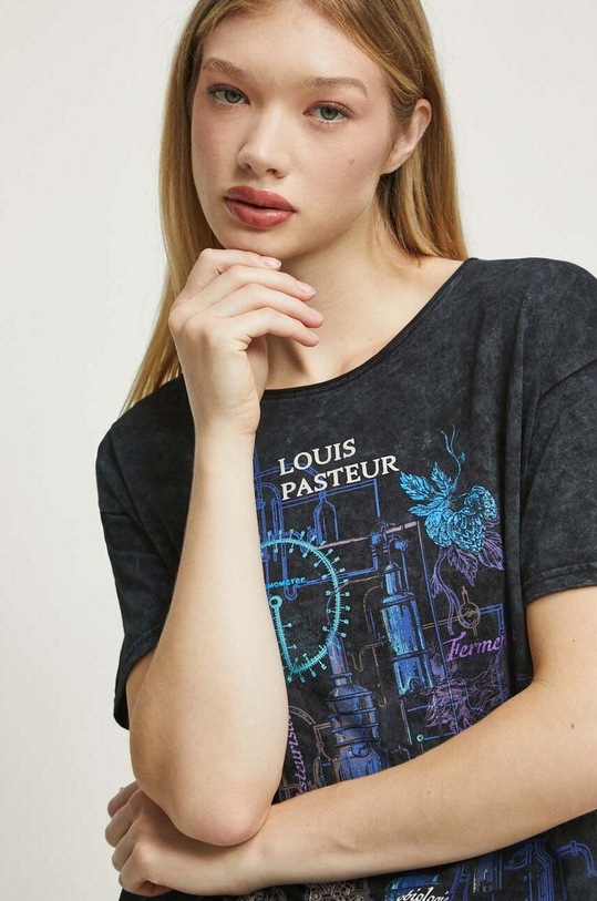T-shirt bawełniany damski z kolekcji Science kolor szary RW23.TSD604 szary