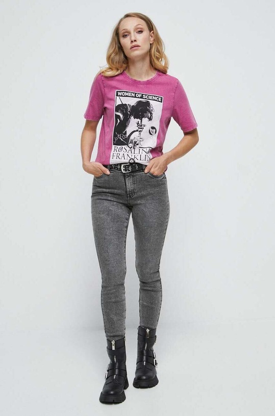 Odzież T-shirt bawełniany damski z kolekcji Science kolor różowy RW23.TSD605 różowy