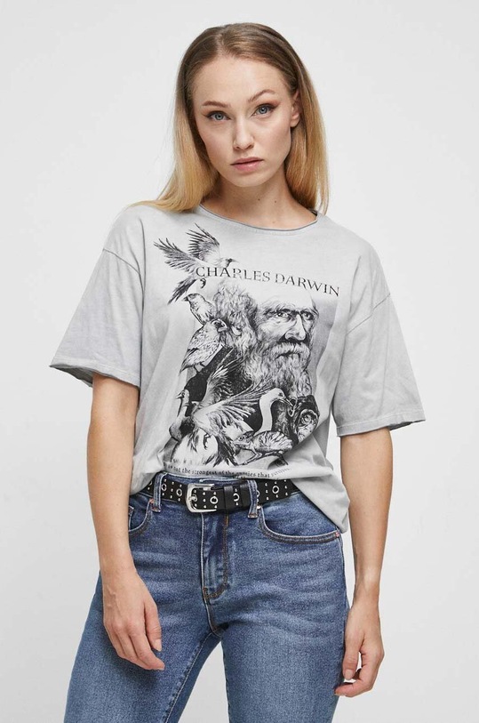 T-shirt bawełniany damski z kolekcji Science kolor szary RW23.TSD606 szary RW23