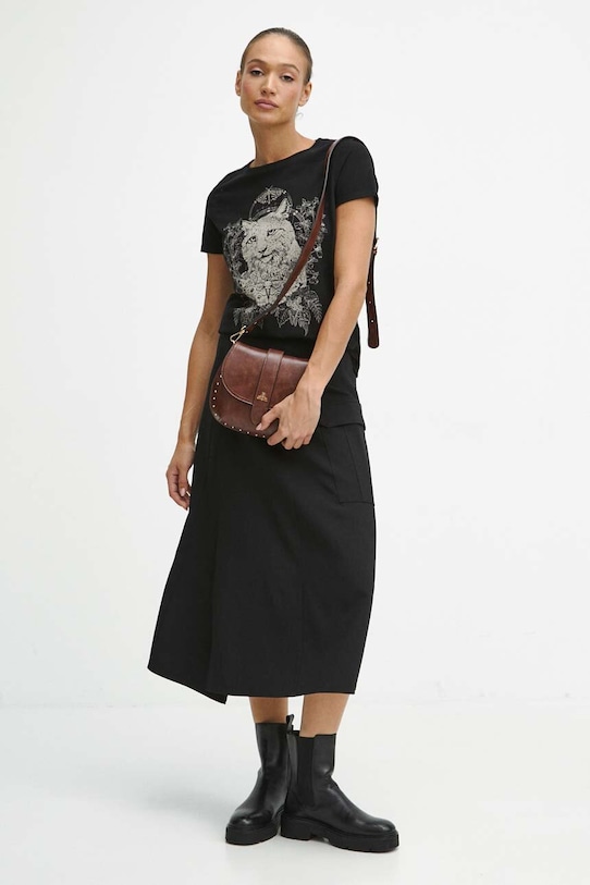 T-shirt bawełniany damski z nadrukiem kolor czarny RW23.TSD802 czarny RW23