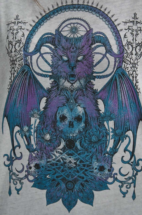 T-shirt bawełniany damski z kolekcji Bestiariusz kolor szary RW23.TSD850
