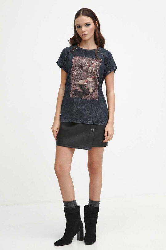 Odzież T-shirt bawełniany damski z kolekcji Bestiariusz kolor szary RW23.TSD854 szary