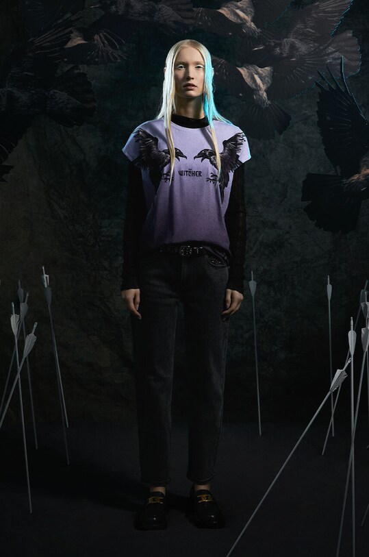 T-shirt bawełniany damski z kolekcji The Witcher x Medicine kolor fioletowy RW23.TSD957 fioletowy RW23