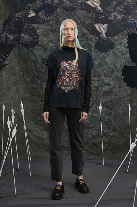 Odzież T-shirt bawełniany damski z kolekcji The Witcher x Medicine kolor szary RW23.TSD959 szary