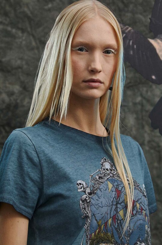 Odzież T-shirt bawełniany damski z kolekcji The Witcher x Medicine kolor turkusowy RW23.TSD960 turkusowy