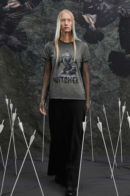 T-shirt bawełniany damski z kolekcji The Witcher x Medicine kolor szary RW23.TSD962 szary RW23
