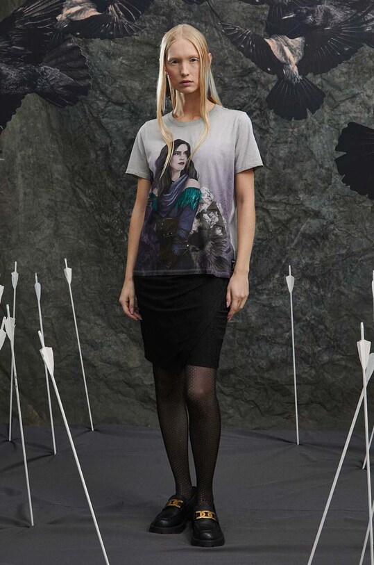 Odzież T-shirt bawełniany damski z kolekcji The Witcher x Medicine kolor szary RW23.TSD964 szary