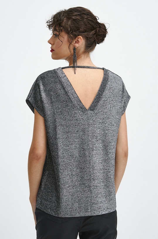 Odzież T-shirt damski z metaliczną nicią kolor srebrny RW23.TSDA08 srebrny