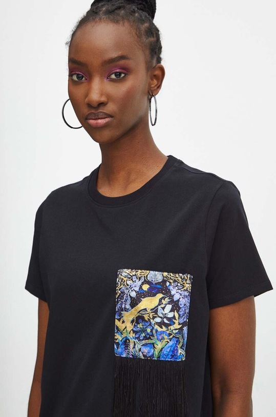 T-shirt bawełniany damski z kolekcji Medicine x Veronika Blyzniuchenko kolor czarny RW23.TSDB51 czarny