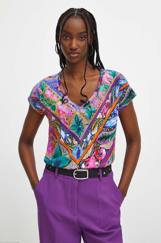 T-shirt bawełniany damski z kolekcji Medicine x Veronika Blyzniuchenko kolor multicolor RW23.TSDB55 multicolor RW23